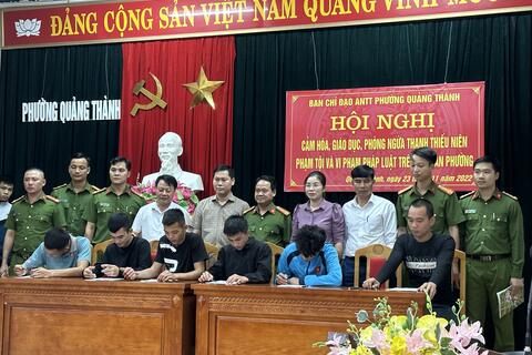 Công an phường Quảng Thành, thành phố Thanh Hóa tổ chức hội nghị cảm hóa, giáo dục, phòng ngừa thanh thiếu niên hư phạm tội và vi phạm pháp luật trên địa bàn