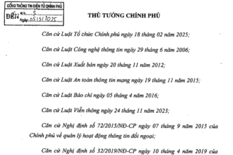 Quyết định ban hành Danh mục dịch vụ sự nghiệp công sử dụng ngân sách nhà nước trong lĩnh vực thông tin và truyền thông