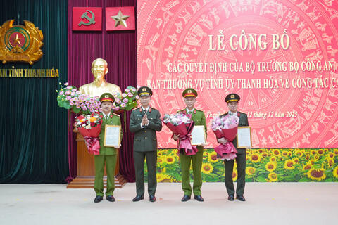 Công bố Quyết định của Bộ trưởng Bộ Công an và Ban Thường vụ Tỉnh ủy về công tác cán bộ