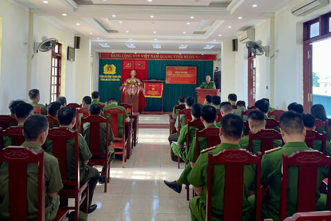 Công an xã Thiệu Hóa chủ động triển khai phương án đảm bảo ANTT Lễ khai giảng năm học 2026 - 2027
