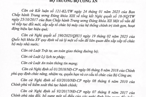 Danh mục thủ tục hành chính mới ban hành trong lĩnh vực sát hạch, cấp Giấy phép lái xe; cấp Phiếu lý lịch tư pháp; đảm bảo an toàn thông tin, an ninh mạng; tổ chức cai nghiện ma túy và quản lý sau cai nghiện thuộc thẩm quyền giải quyết của Bộ Công an