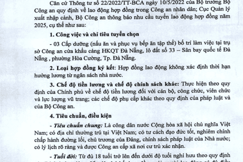 Thông báo tuyển dụng lao động hợp đồng