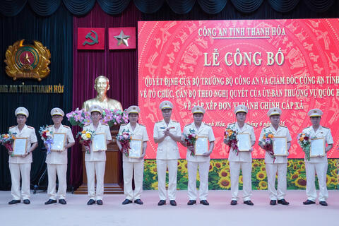 Công an tỉnh Thanh Hóa: Công bố Quyết định của Bộ trưởng Bộ Công an và Giám đốc Công an tỉnh về tổ chức, cán bộ