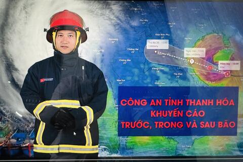 Công an tỉnh Thanh Hóa khuyến cáo người dân ứng phó với cơn bão số 5 (bão Kajiki)