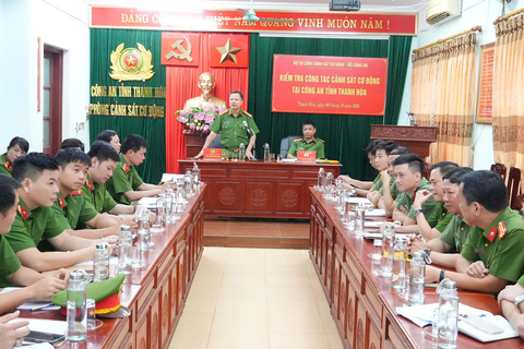 Kiểm tra công tác Cảnh sát cơ động tại Công an tỉnh Thanh Hóa
