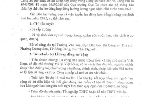Thông báo tuyển hợp đồng lao động