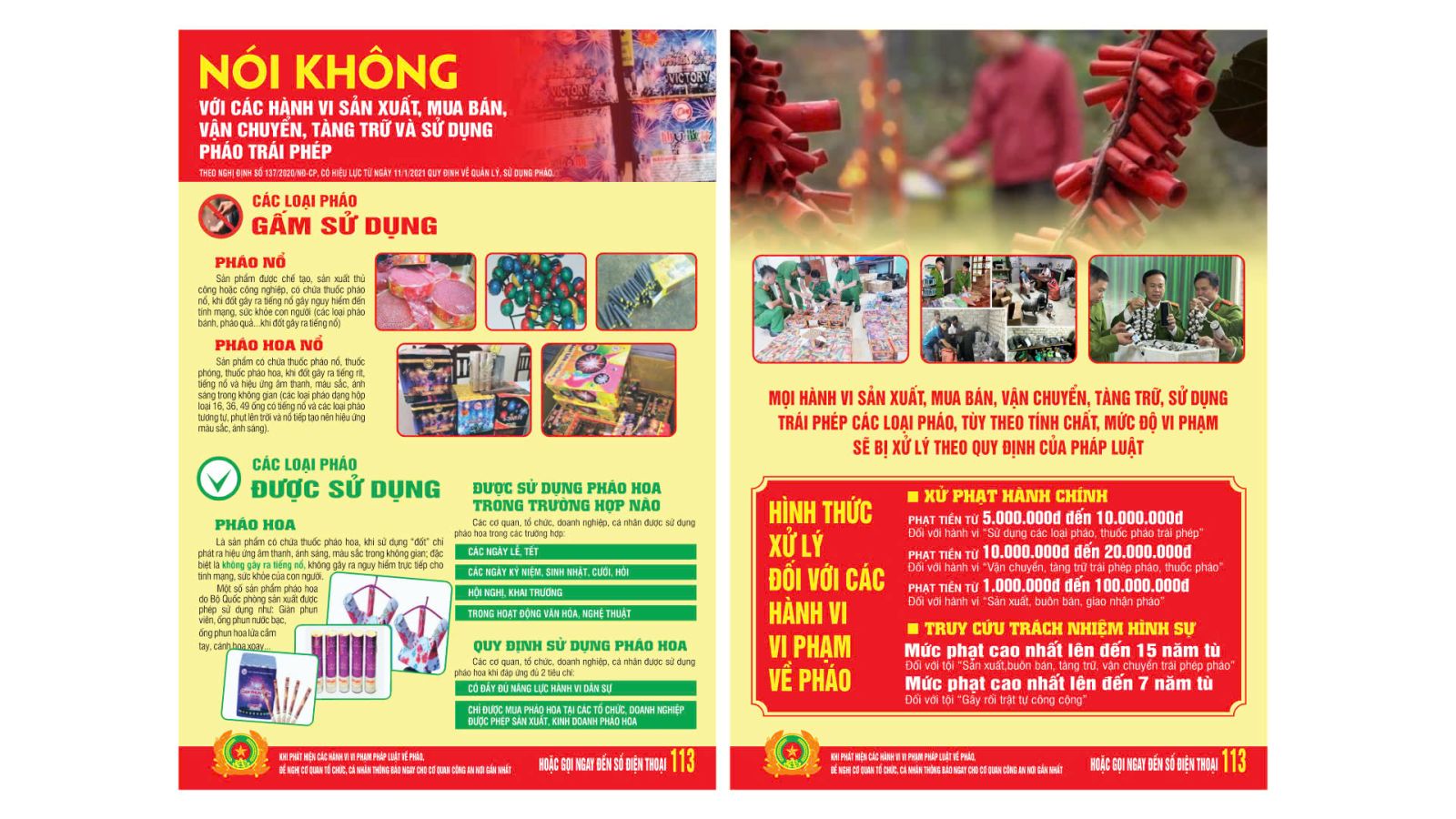 NÓI KHÔNG VỚI CÁC HÀNH VI SẢN XUẤT, MUA BÁN, VẬN CHUYỂN, TÀNG TRỮ VÀ SỬ DỤNG PHÁO TRÁI PHÉP