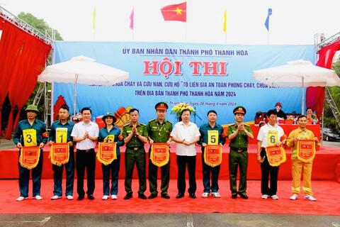 Thành phố Thanh Hoá tổ chức Hội thi nghiệp vụ chữa cháy và cứu nạn, cứu hộ “Tổ liên gia an toàn phòng cháy, chữa cháy”  năm 2024